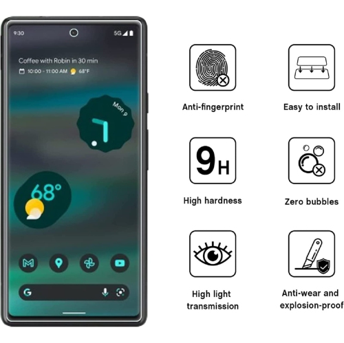 Crystal Clear Case for Google Pixel 6A 2022 with Tempered Glass Screen Pretector, Flexible Ultra Slim Transparent Full Protective Sleeve Case with
