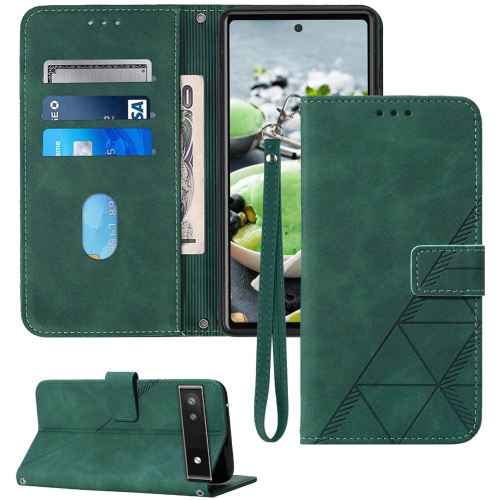 HLD  Wallet Case for Pixel 6A, Kickstand Wrist Strap Card Holder Slots Tpu Interior Protective for Pixel 6A Case, Pu Leather Folio Flip Cover For