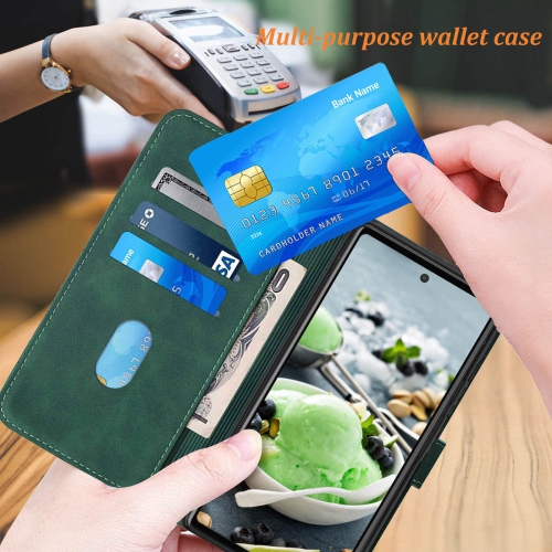 Wallet Case for Pixel 6a, Kickstand Wrist Strap Card Holder Slots TPU Interior Protective for Pixel 6a Case,PU Leather Folio Flip Cover for Google