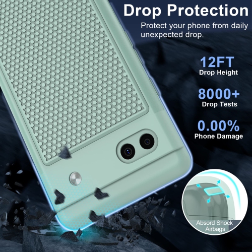 Google Pixel 6a Phone Case: Dual Layer Protective Heavy Duty Cell Phone Cover Shockproof Rugged with Non Slip Textured Back - Military Drop