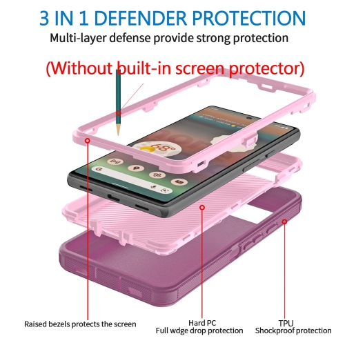 Case for Google Pixel 6a 5G, Pixel 6a Phone Case Heavy Duty Shockproof Dustproof Rugged Defender Protective, 3 in 1 Bumper Cover for Google