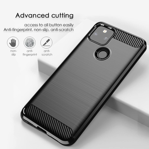 Case for Google Pixel 5A Case Pixel 5A Coque, Blue Carbon Fiber Effect Gel Grip Protection Cover Anti Scratch Anti Collision , Case Compatible with