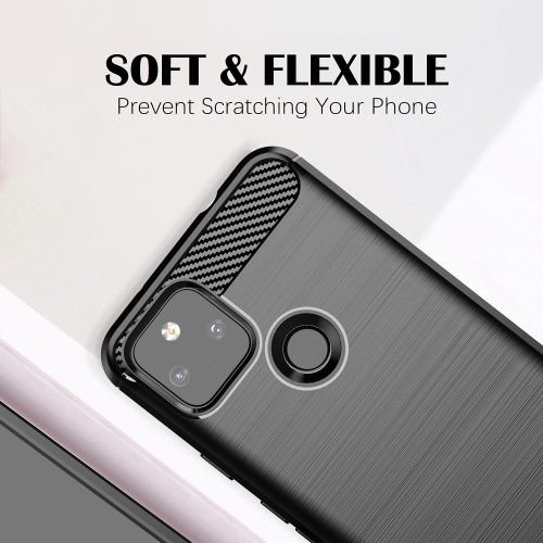 Case for Google Pixel 5A Case Pixel 5A Coque, Blue Carbon Fiber Effect Gel Grip Protection Cover Anti Scratch Anti Collision , Case Compatible with