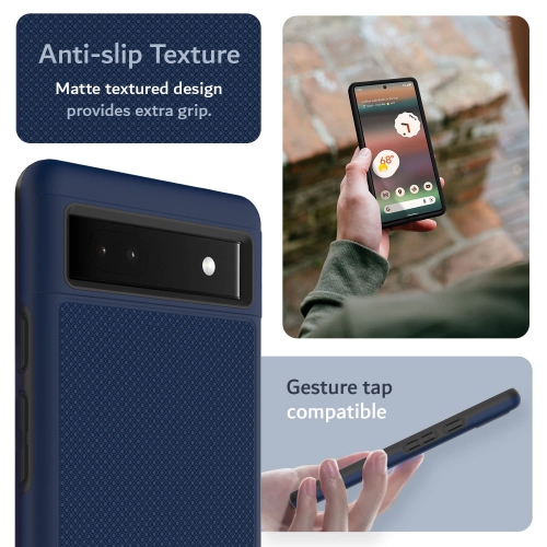 DualShield Grip Designed for Google Pixel 6a Case, MergeGrip Shockproof Military Grade Dual Layer Slim Protective Case for Pixel 6a (Indigo Blue)