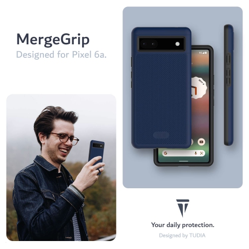 DualShield Grip Designed for Google Pixel 6a Case, MergeGrip Shockproof Military Grade Dual Layer Slim Protective Case for Pixel 6a (Indigo Blue)