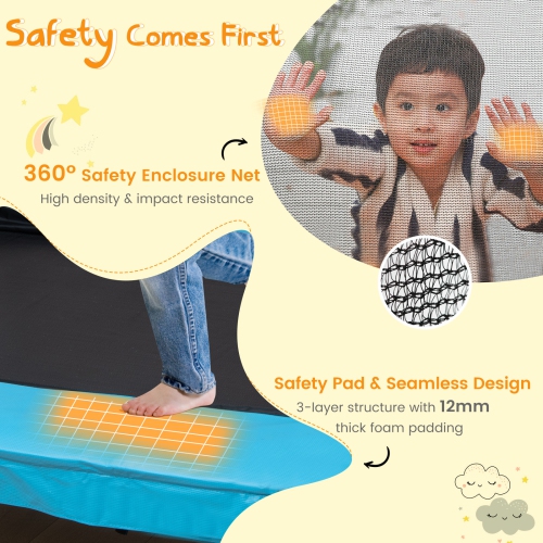 Trampoline 3-en-1 pour enfants avec balançoire et barre horizontale/trampoline ext. 6 pi avec filet de sécurité orange/jaune de TopBuy