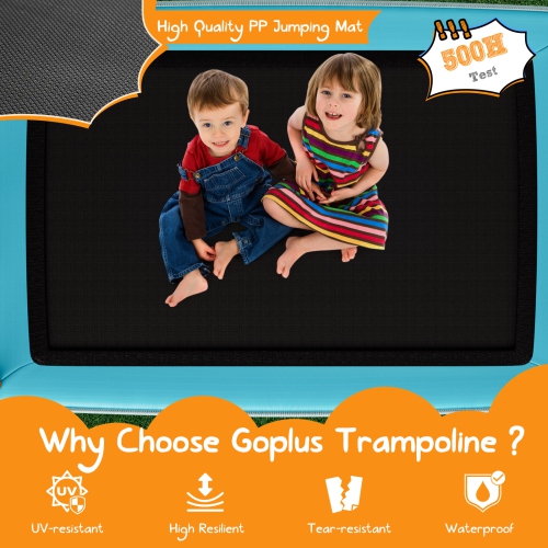 Trampoline 3-en-1 pour enfants avec balançoire et barre horizontale/trampoline ext. 6 pi avec filet de sécurité orange/jaune de TopBuy