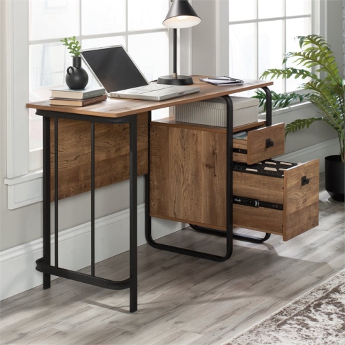 Sauder Station House Engineered Wood and Metal Desk in Etched Oak