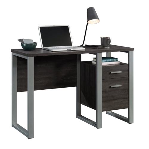 Sauder Rock Glen Engineered Wood and Metal Desk in Blade Walnut