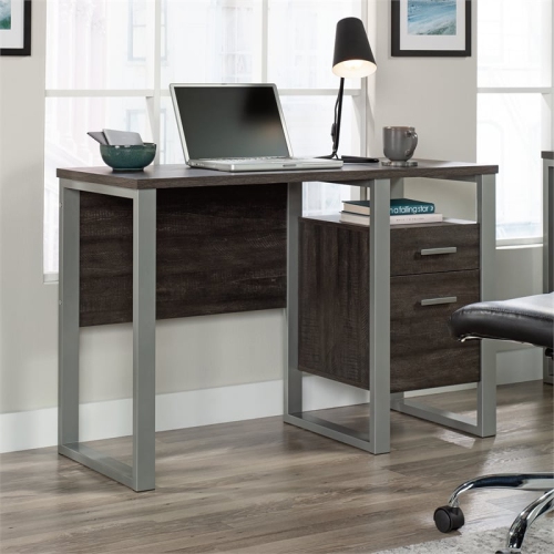 Sauder Rock Glen Engineered Wood and Metal Desk in Blade Walnut
