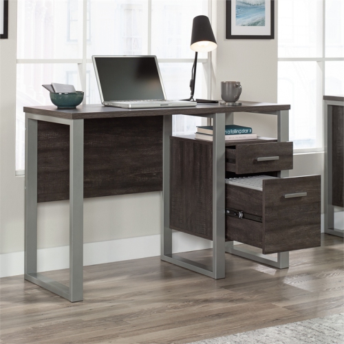 Sauder Rock Glen Engineered Wood and Metal Desk in Blade Walnut