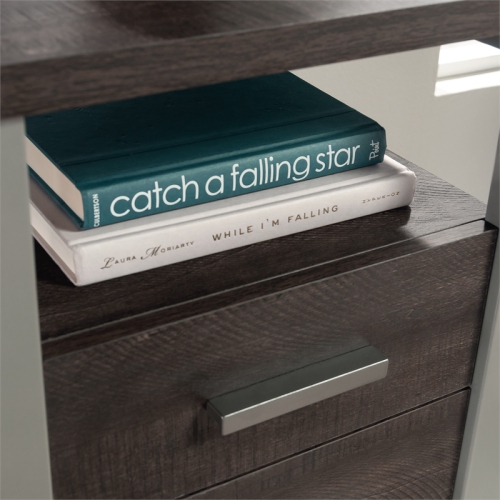 Sauder Rock Glen Engineered Wood and Metal Desk in Blade Walnut