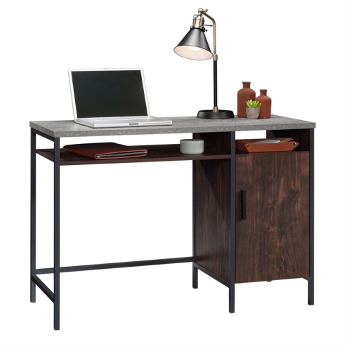 Sauder Market Commons Engineered Wood and Metal Desk in Rich Walnut