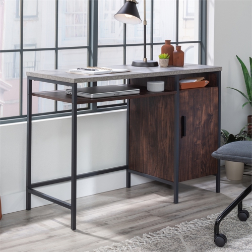 Sauder Market Commons Engineered Wood and Metal Desk in Rich Walnut