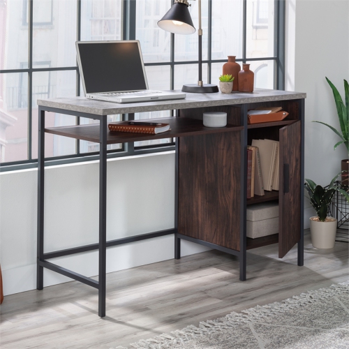 Sauder Market Commons Engineered Wood and Metal Desk in Rich Walnut