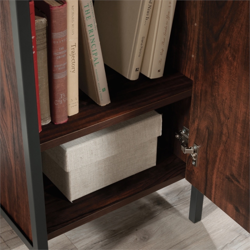 Sauder Market Commons Engineered Wood and Metal Desk in Rich Walnut