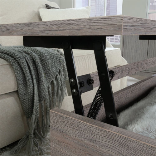 Sauder East Rock Engineered Wood Lift Top Coffee Table in Ashen Oak