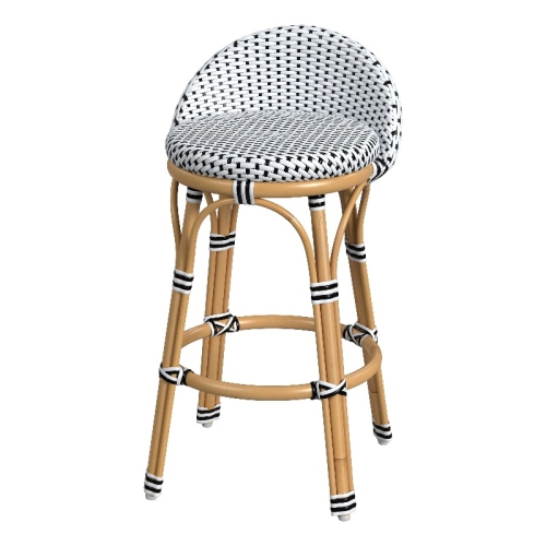 BUTLER SPECIALTY  Tobias Outdoor Rattan Low Back Counter Stool - Black And White