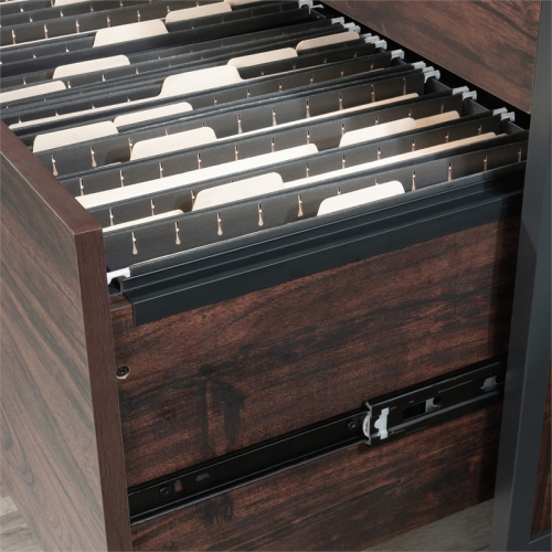 Sauder Market Commons Engineered Wood and Metal Lateral File in Rich Walnut
