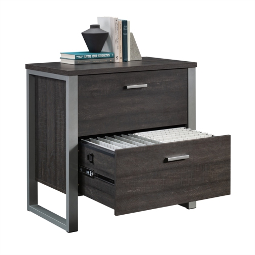 Sauder Rock Glen Engineered Wood and Metal Lateral File in Blade Walnut