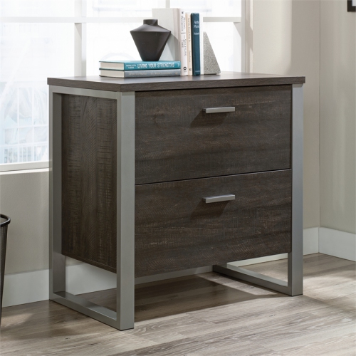 Sauder Rock Glen Engineered Wood and Metal Lateral File in Blade Walnut