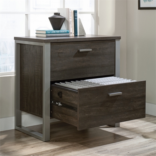 Sauder Rock Glen Engineered Wood and Metal Lateral File in Blade Walnut