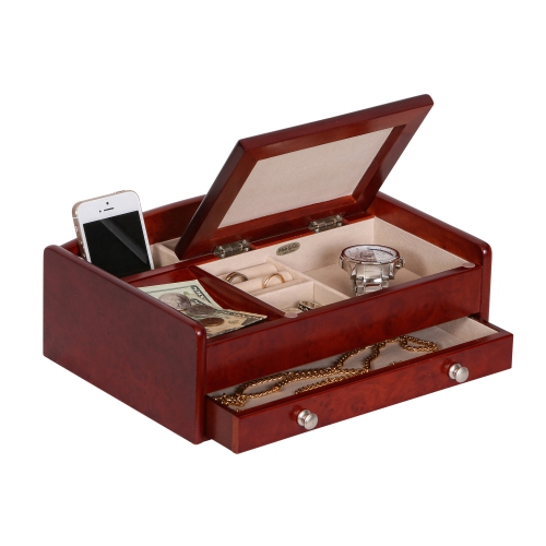 Mele and Co Davin Men’s Dresser Valet Wooden Jewelry Box