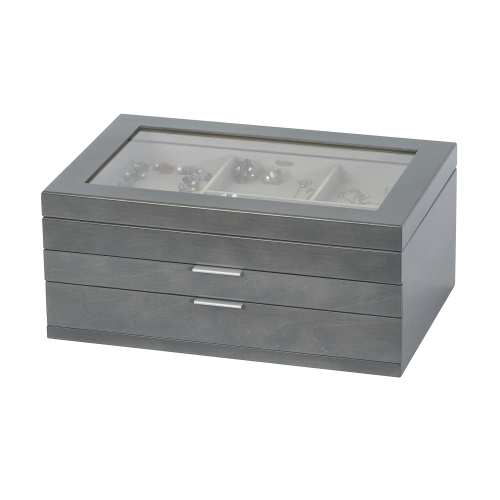 Mele and Co Misty Wooden Jewelry Box with Glass Lid
