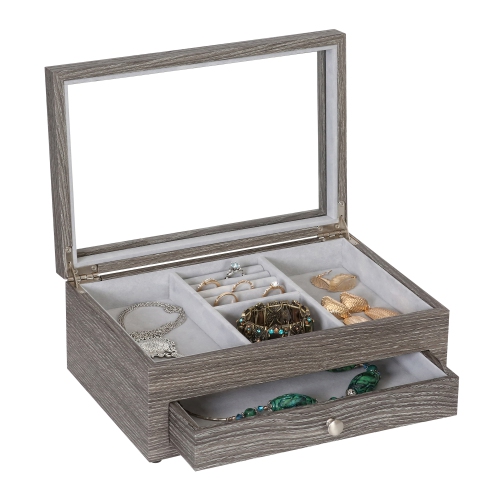 Mele and Co Ardene Grey Wooden Jewelry Case