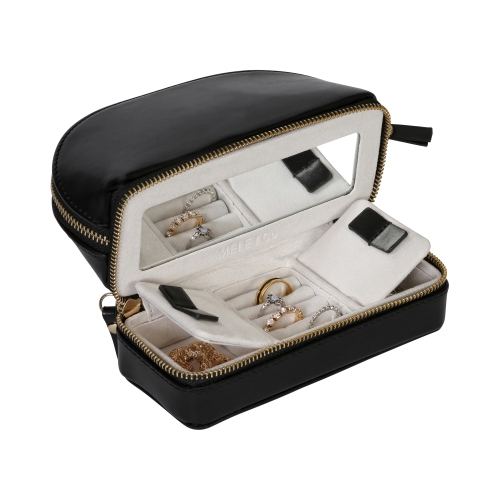 Mele and Co Duo Vegan Leather Travel Jewelry Case in Black