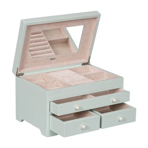 Mele and Co Bianca Wooden Jewelry Box in Seafoam Finish
