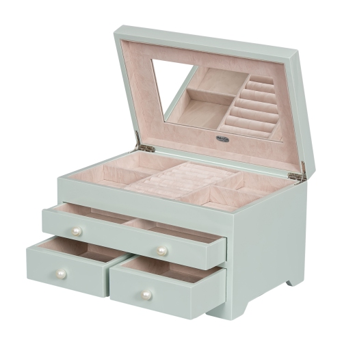 Mele and Co Bianca Wooden Jewelry Box in Seafoam Finish