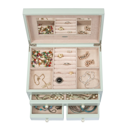 Mele and Co Bianca Wooden Jewelry Box in Seafoam Finish