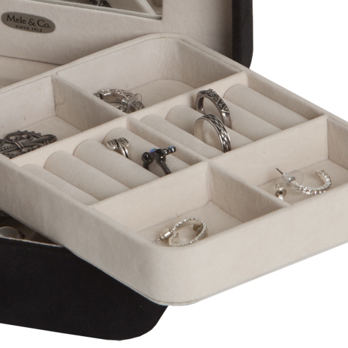 Mele and Co Giana Plush Jewelry Box with Lift Out Tray