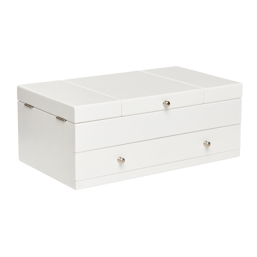 Mele and Co Everly Wooden Triple Lid Jewelry Box in White