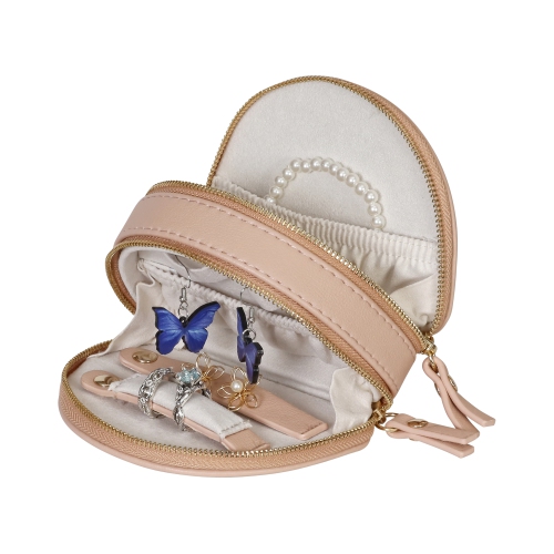 Mele and Co Duo Mini Vegan Leather Travel Jewelry Case Buff