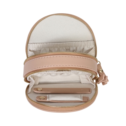 Mele and Co Duo Mini Vegan Leather Travel Jewelry Case Buff