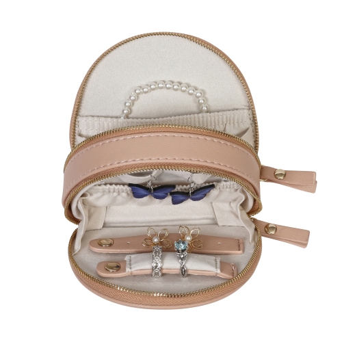 Mele and Co Duo Mini Vegan Leather Travel Jewelry Case Buff