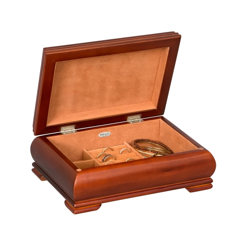 Mele and Co Carmen Wooden Jewelry Box in Walnut Finish