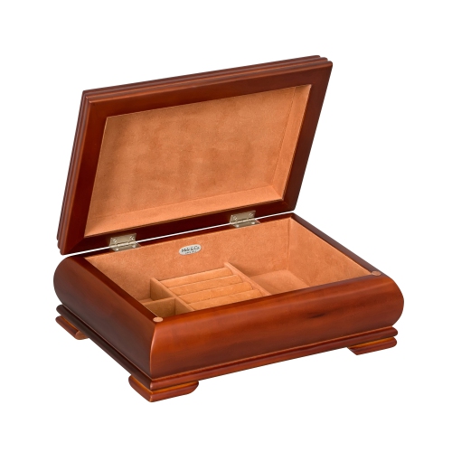Mele and Co Carmen Wooden Jewelry Box in Walnut Finish