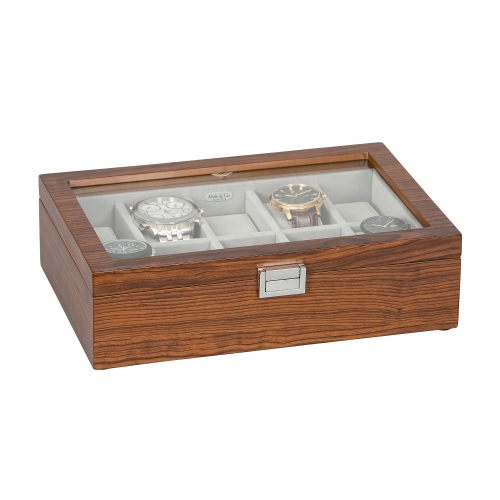Mele and Co Jayson Glass Top Wooden Watch Box