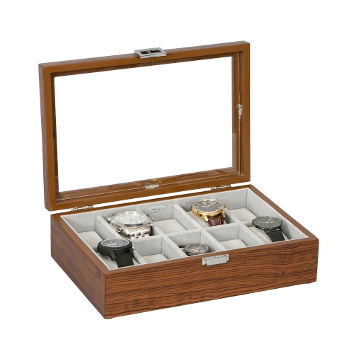 Mele and Co Jayson Glass Top Wooden Watch Box