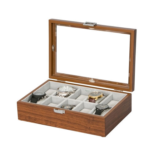 Mele and Co Jayson Glass Top Wooden Watch Box