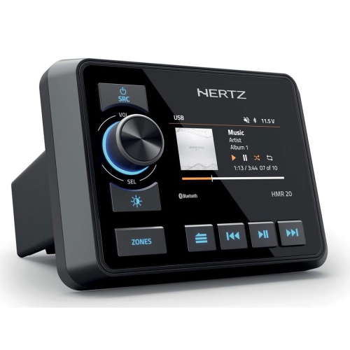 Hertz Marine HMR 20 Digital Media Receiver 3” Full Color Display, 200w Mosfet Power 50 w x 4, IP66