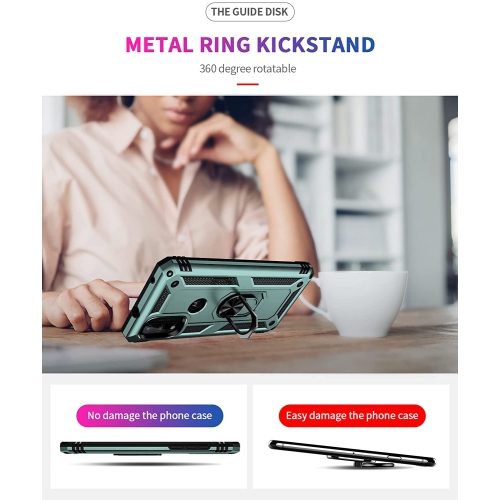 【CSmart】 Anti-Drop Hybrid Magnetic Hard Armor Case with Ring Holder for Samsung Galaxy A14 5G, Midnight Green