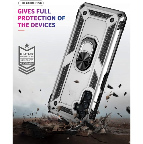 【CSmart】 Anti-Drop Hybrid Magnetic Hard Armor Case with Ring Holder for Samsung Galaxy A14 5G, Grey
