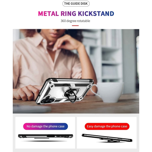 【CSmart】 Anti-Drop Hybrid Magnetic Hard Armor Case with Ring Holder for Samsung Galaxy A14 5G, Grey