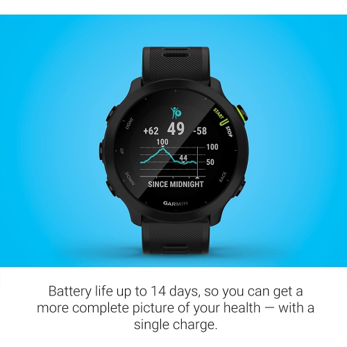 Refurbished - Garmin Forerunner 55, GPS Running Watch with Daily Suggested Workouts (Black)