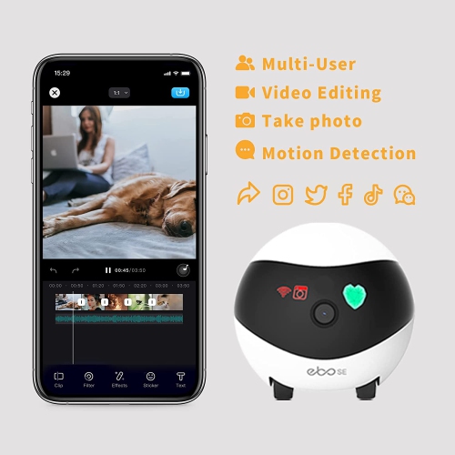 Enabot EBO SE Movable Indoor Wi-Fi Pet & Home Security Camera - 1080p, Night Vision, Two-Way Talk by ENABOT - Open Box condition - Image 2