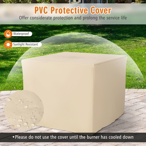 Topbuy 9 Pieces Outdoor PE Rattan Wicker Sectional Sofa with 42" Gas Fire Pit Table Space-Saving Patio Conversation Set with Storage Box